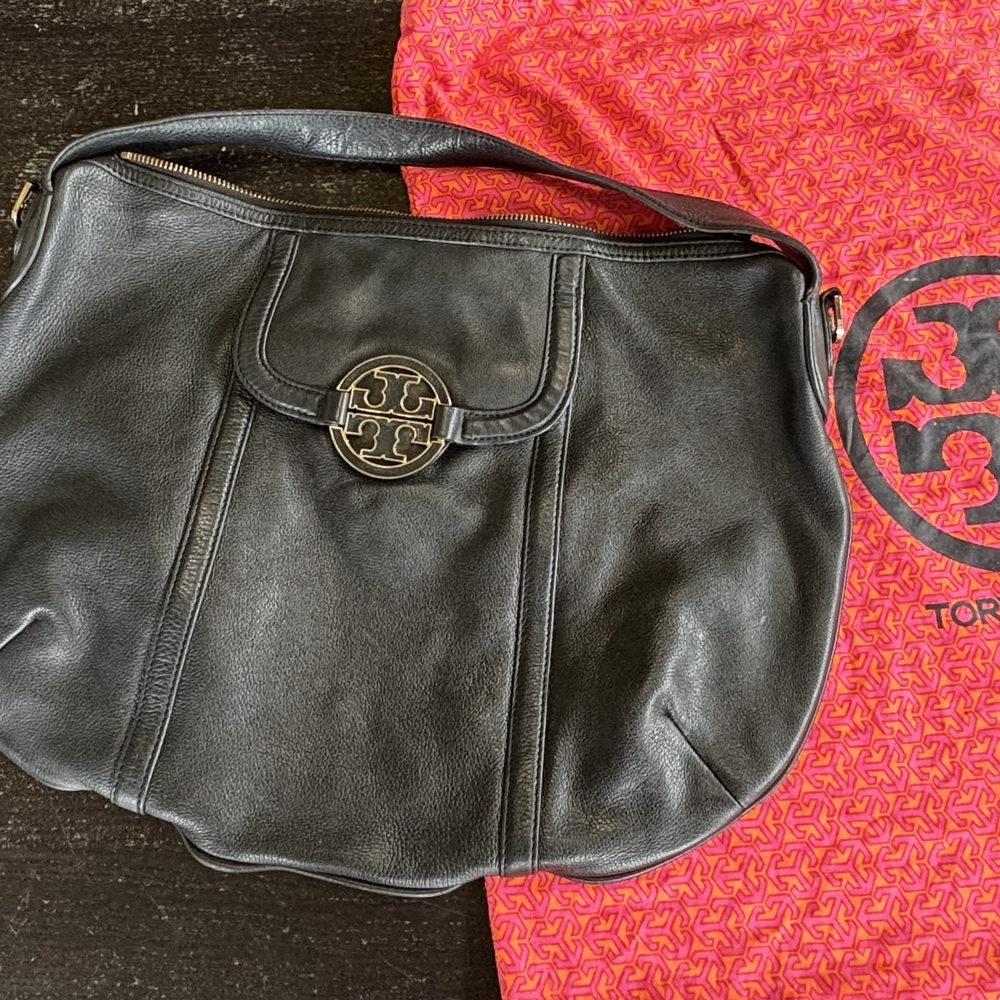Tory Burch Black Hobo with Gold Emblem